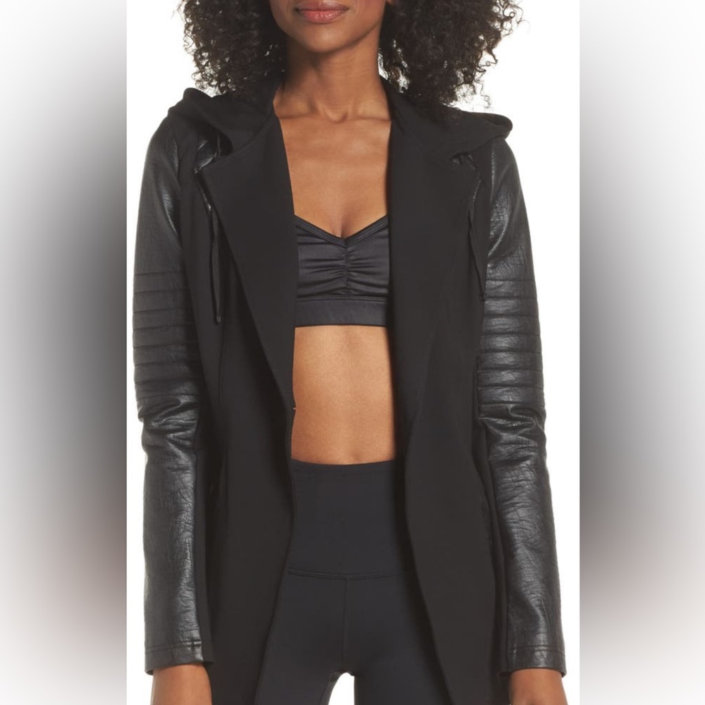 Blanc Noir Hooded Moto Jacket - worn once!